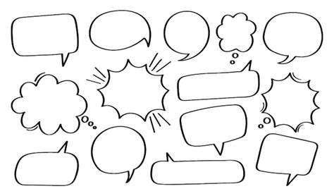 Premium Vector | Set hand drawn speech bubble or chat bubble.