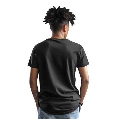 Premium PSD | Back view of african american man in black t shirt ...