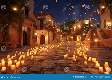 Dia De Las Velitas Candlelight Procession Stock Illustration ...