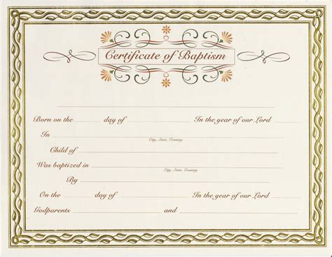 Customized Baptism Certificate with Gold Foil Leafing Border (Baby ...