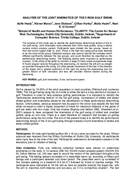 (PDF) Analysis of the joint kinematics of the 5 iron golf swing | Jane ...