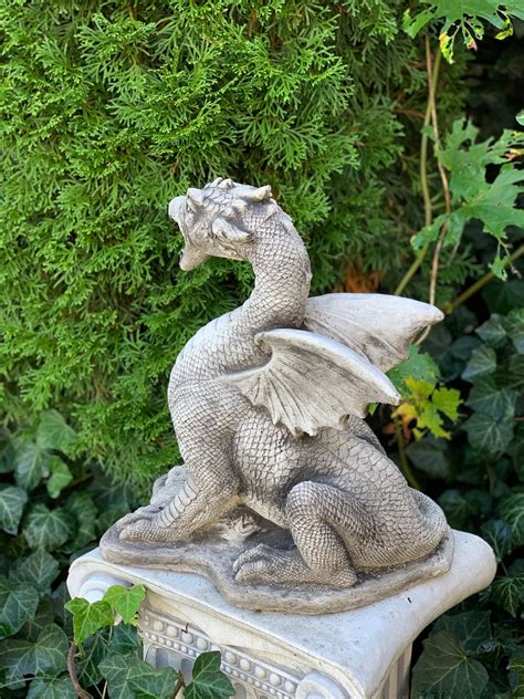 DRAGON STATUE 25 lb. Concrete Dragon Cement Dragons Garden | Etsy