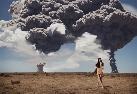 fashion editorial in front of nuclear explosion cloud. | Stable ...