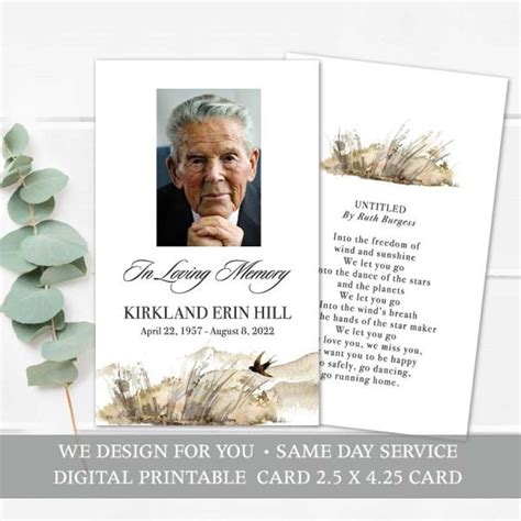 In Loving Memory Card Printable Template Customized for you to Print