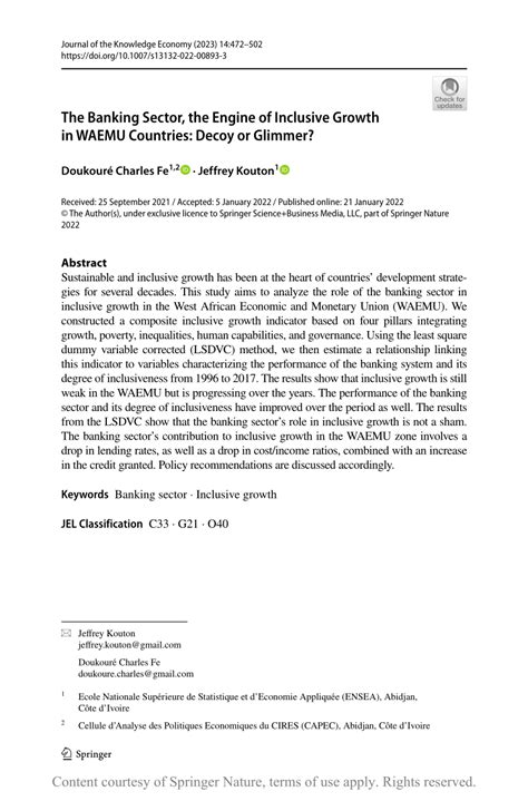 The Banking Sector, the Engine of Inclusive Growth in WAEMU Countries ...