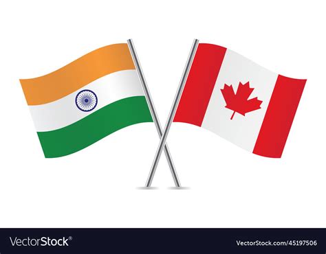 India and canada crossed flags Royalty Free Vector Image