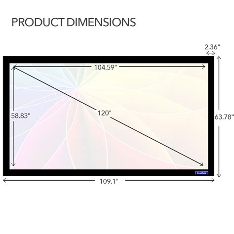 QualGear® QG-PS-FF6-169-120-S 16:9 Fixed Frame Projector Screen, 120 ...