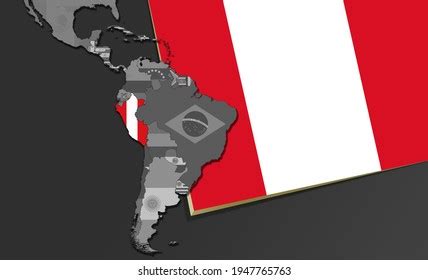 Peru Flag World Map Grey Background Stock Illustration 1947765763 ...