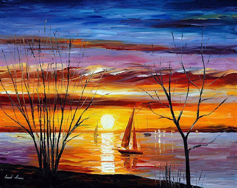 ArtStation - SUNRISE BY THE LAKE — oil painting on canvas