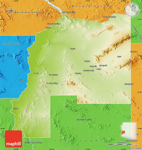 Physical Map of La Paz County, political outside