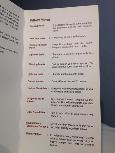 A pillow menu from a hotel in Hong Kong : mildlyinteresting