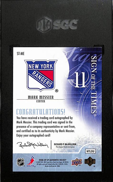 Lot Detail - 2008-09 Upper Deck SP Authentic Mark Messier Sign Of The ...