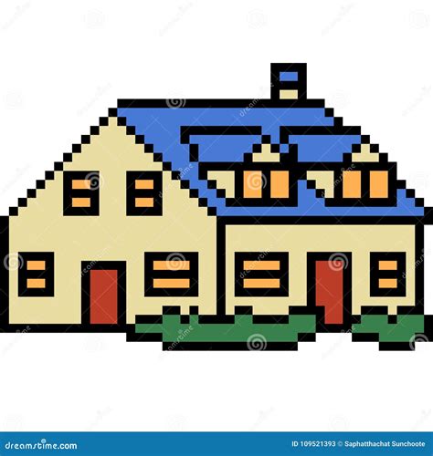 Vector pixel art house stock vector. Illustration of vector - 109521393