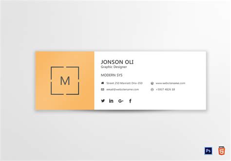 Modern Email Signature Design Template in PSD, HTML