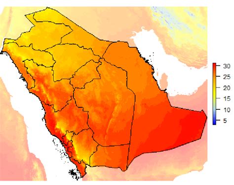 The average annual temperature of Saudi Arabia [24]. | Download ...