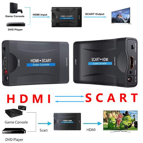 HDMI to SCART Converter SCART to HDMI Adapter HD Stereo Audio DVD Sky ...