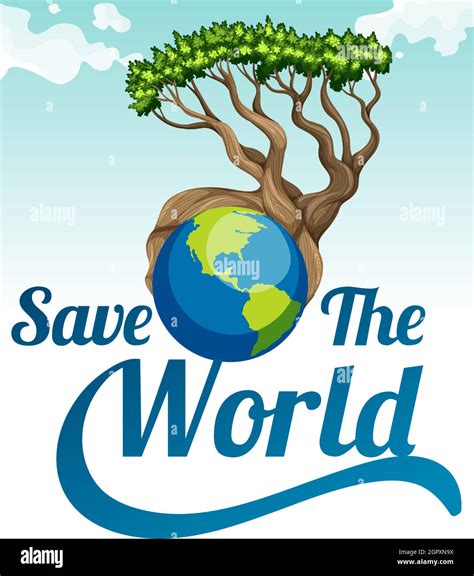 Save the world poster with earth and tree Stock Vector Image & Art - Alamy