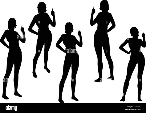 Vector Image - woman silhouette with hand gesture finger pointing ...