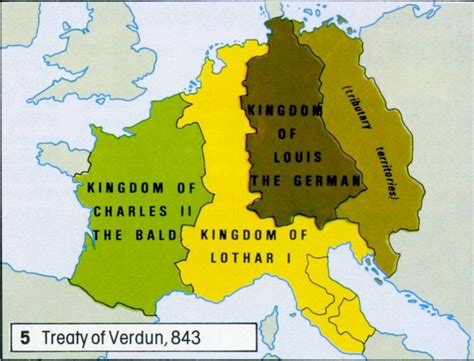 The first partition of the Carolingian Empire, 843 European Map ...