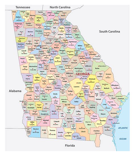 Georgia Map Showing Counties