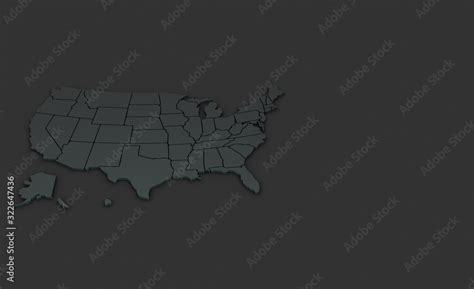 3d rendering map of united states america. usa map background with dark ...