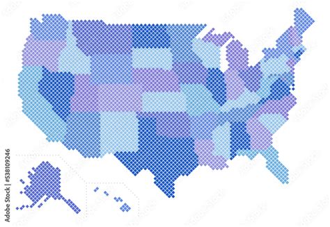 Vetor de USA square dots map state division, Vector illustration ...