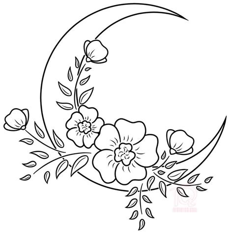 Moon with Flowers Tattoo~ 🌙🌸 | Flower drawing, Flower drawing design ...