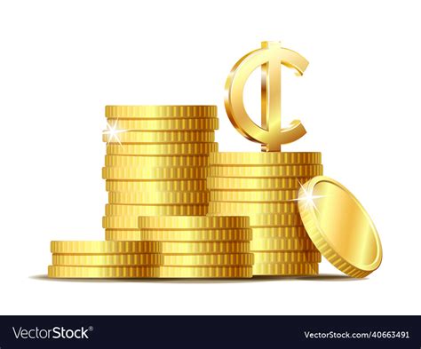 Stack of coins with shiny golden ghana cedi sign Vector Image