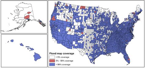 The coverage of FEMA flood maps in counties of the United States ...