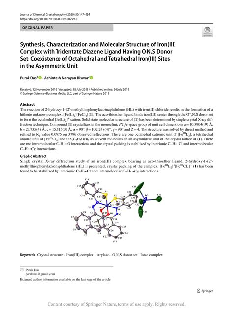 Synthesis, Characterization and Molecular Structure of Iron(III ...