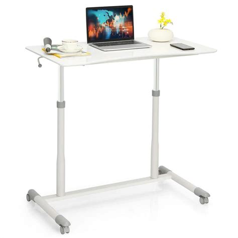 Costway Height Adjustable 36 in. Computer Desk Sit-Stand Rolling ...