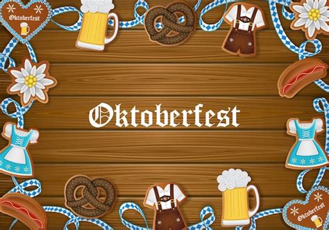 Premium Vector | Oktoberfest poster with gingerbread cookies and ribbon ...