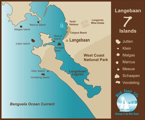 Langebaan lagoon - map of the seven islands of the lagoon. #Langebaan # ...