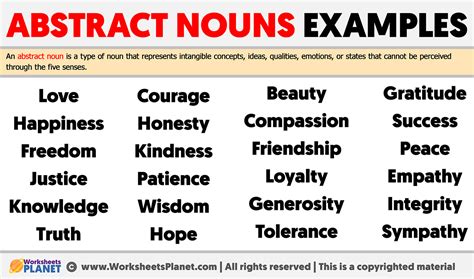 Abstract Nouns Examples