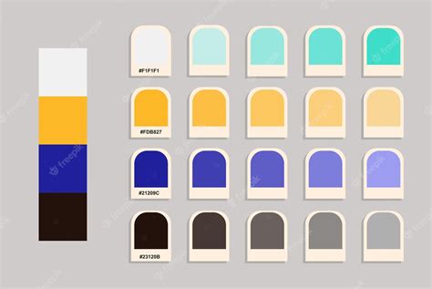 Premium Vector | White yellow blue black color palette, colors catalog ...