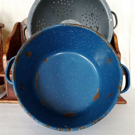 Blue Speckled Enamelware Pan Rustic Country Farmhouse Kitchen | Etsy