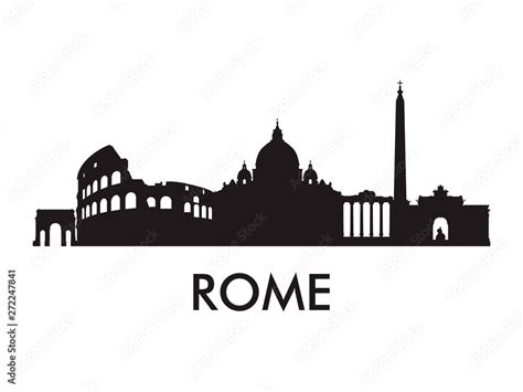 Rome skyline silhouette vector of famous places Stock Illustration ...