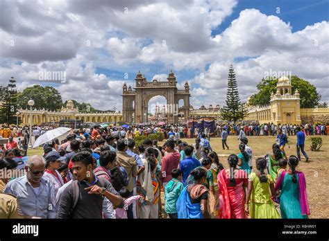 People crowded for Mysore Dussehra celebration or Dasara festival ...