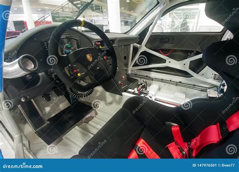 Russia, Moscow - May 06, 2019: Racing Cockpit Of Porsche 911 GT3 Cup ...