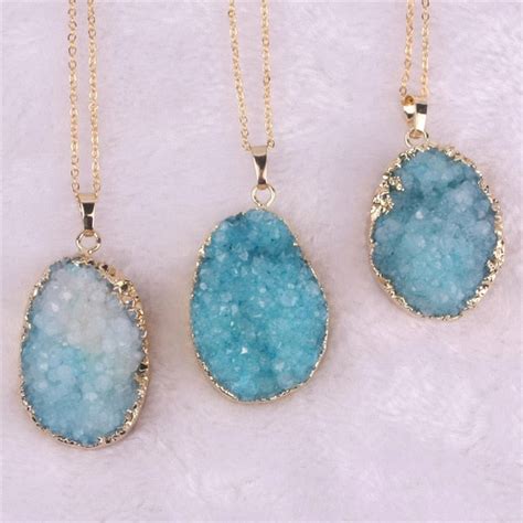 Natural Stone Geode Pendant Necklace – Project Yourself