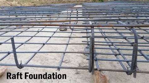 Raft Foundation Reinforcement Details on Construction Site - Steel ...