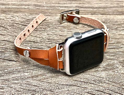 Bronze Leather Apple Watch Band Strap Elegant Slim iWatch Band ...