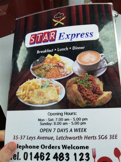 Menu at Star Express Cafe, Letchworth Garden City