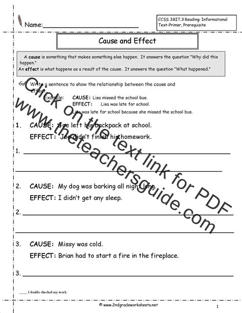 Cause and Effect Worksheets