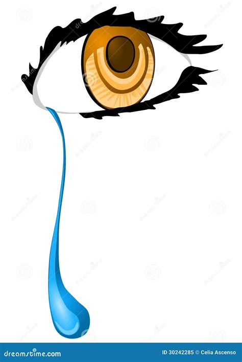 Eye with a tear drop stock illustration. Illustration of beautiful ...