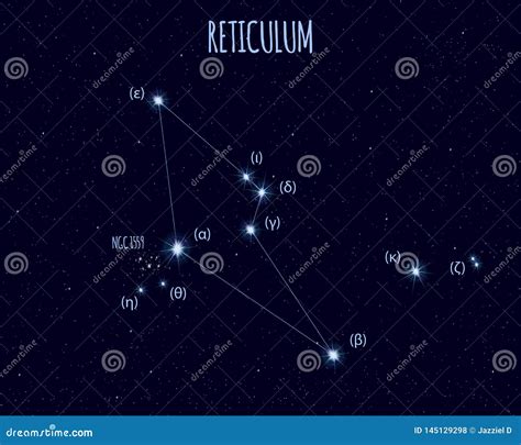 Reticulum Constellation, Vector Illustration with Basic Stars Stock ...