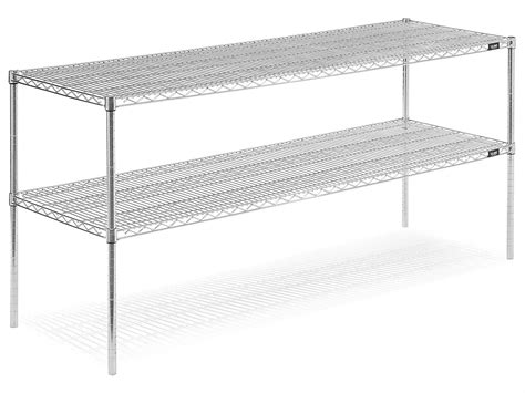 Two-Shelf Wire Shelving Unit - 72 x 24 x 34", Chrome H-2948-34C - Uline