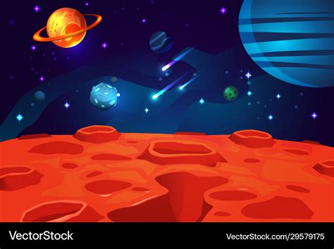 Space cartoon game background Royalty Free Vector Image