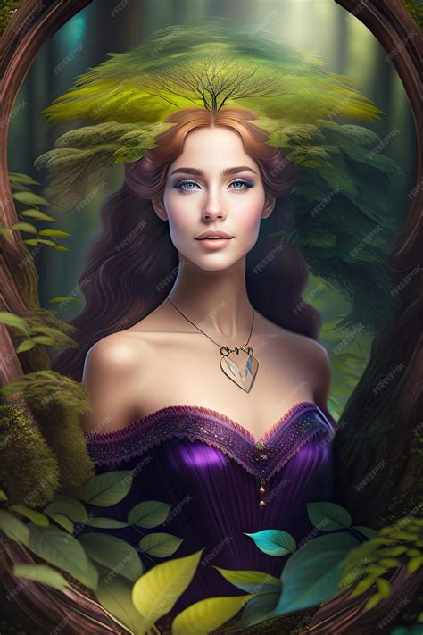 Premium AI Image | Beautiful young dryad goddess in forest Dryad ...