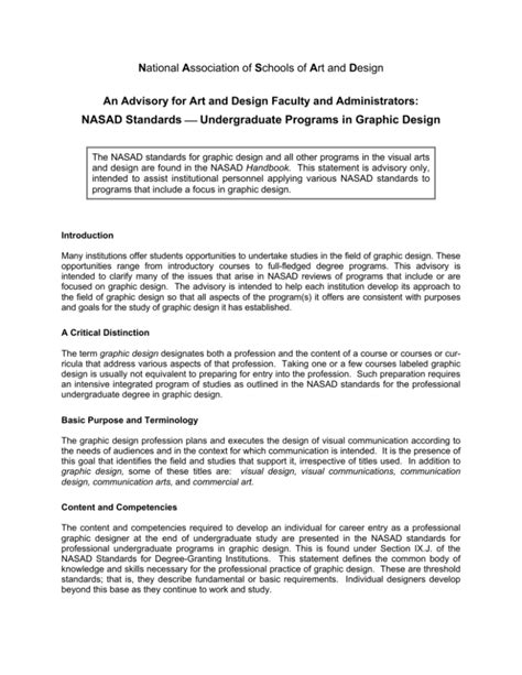 NASAD Standards - Undergraduate Programs in Graphic Design